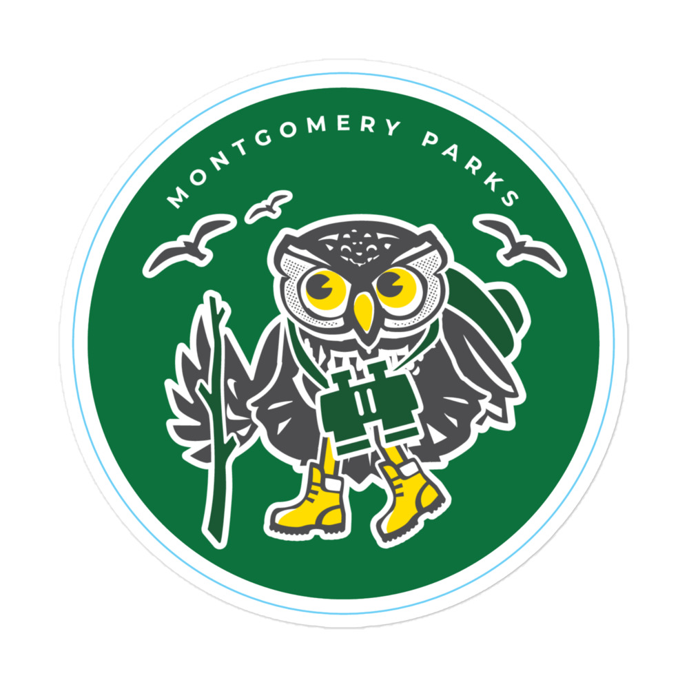 Montgomery Parks' Otus the Owl Hiking Sticker